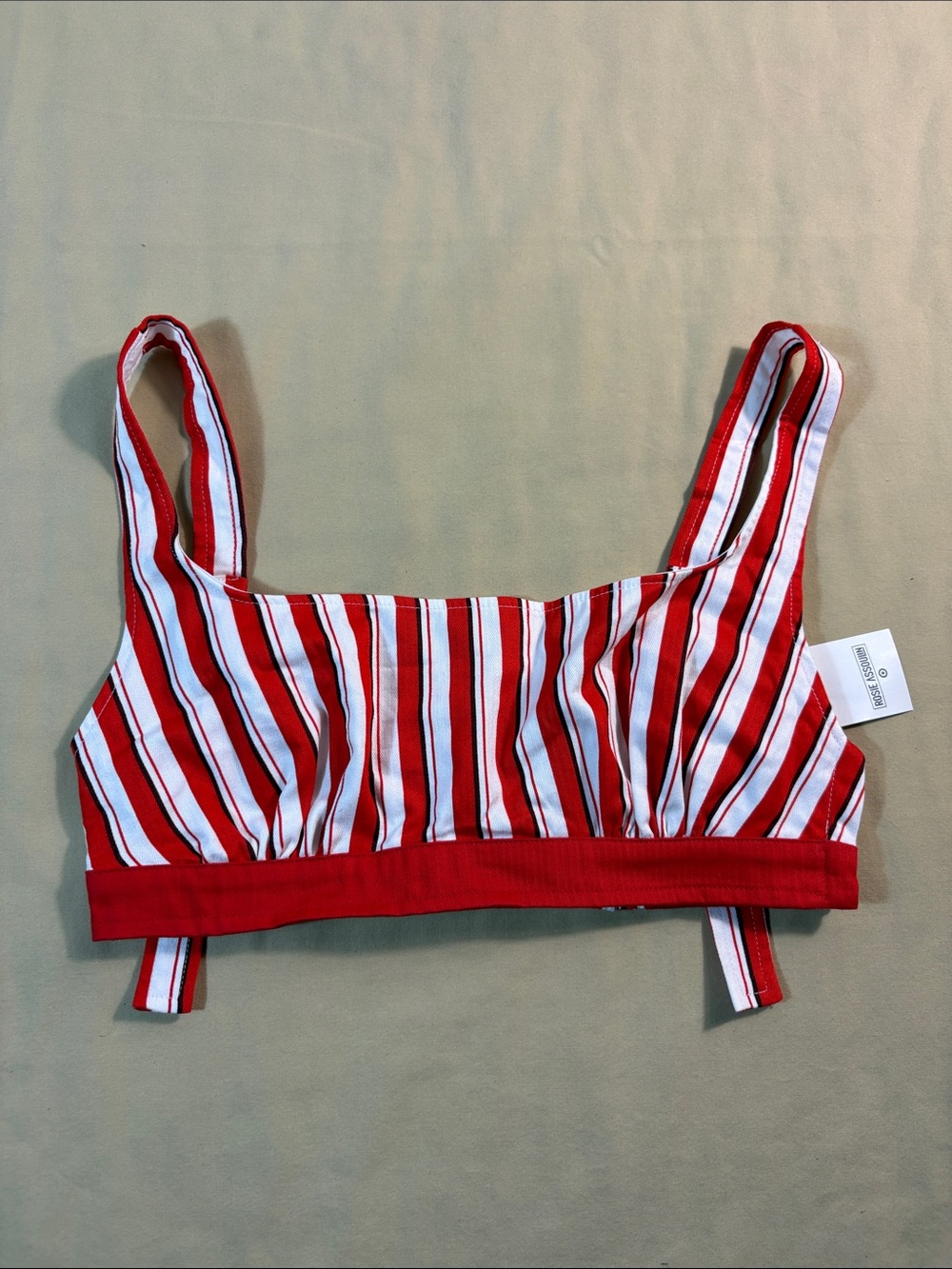 Rosie Assoulin Festival Red Striped Poplin Bralette Crop Top Size XS NWT